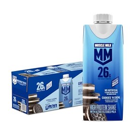 Muscle Milk High Protein Shake, Cookies 'n Creme, 11 fl oz Cartons (12 Pack) Ultra Filtered Milk, 26g Protein Shake, 3g Sugar, 160 Calories, No Artificial Flavors, No Artificial Sweeteners, No Added Colors