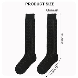 PPGGOPP Women's Knee Stockings, Dirndl Stockings, Women's Costume Knee Stockings, Dirndl Stockings, Breathable Odour-inhibiting Wedding Costume Party Oktoberfest Folk Festival Costume, black, One size