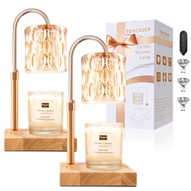 TOACSUCP Candle Warmer Lamp with 3 Bulbs, Adjustable Height Dimmable Candle Warmer with Timer, Compatible with Large Jar Candles, Candle Lamp with Charming Gift Box Ribbon for Her/Him(2 Pack)
