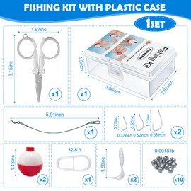 yasuwekik Mini Fishing Kits Bulk Small Emergency Survival Fishing Kits Outdoor Compact Fishing Tackle Kits with Case for Beginner Christmas Shoebox Fillers for Fishing Party Favors