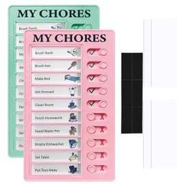 2 Pcs Chore Chart for Kids Multiple Kids Sliding Routine Chart for Fridge Magnetic Visual Schedule to Do List My Chores Memo RV Checklist Task Tracker Board for Adults ADHD Tools Daily Reminder