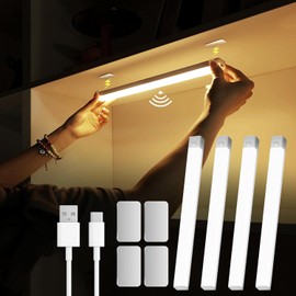 Luz Led con Sensor de Movimiento, Luces para Debajo del Clóset - 4 Piezas Recargables con Banda Magnética, Para Armarios, Cocinas, Escaleras y Debajo del Mostrador (30 CM)