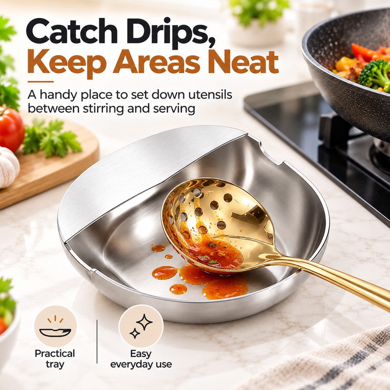 Stainless Steel Utensil Rack for Countertop Use – Self-Standing Ladle,