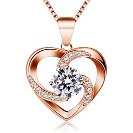 B.Catcher Women Necklace 925 Sterling Silver “Crazy Love” Pendant Necklaces with 18inch Box Chain,Gold