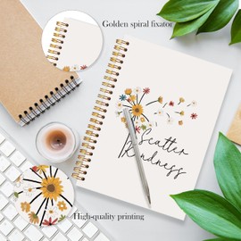 LADOCK Dandelion Floral Mental Health Spiral Notebook, Kindness Gifts Journal, Inspirational Motivational Notebook, Positive Journal for Women, Mental Health Psychology Gifts, 5.5x8.3