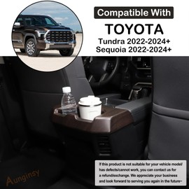 Aunginsy Car Rear Seat Central Armrest Cup Holder Cup Trim Frame Cover Compatible with Toyota Tundra/Sequoia 2022-2023 Car Back Center Console Water Cup Holder Decorative Sticker Interior Accessories
