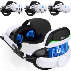 [CaCaleen] Head Strap for Quest 3S/Quest 3/Quest 2, Double Knob Adjustable Elite Strap Replacement, VR Headset Accessories Fast Charge 6700mAh Strap Reinforced Support & Comfort & Pressure Reduced