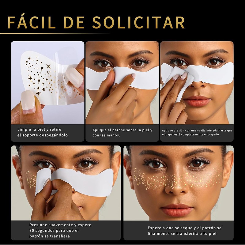 Cara Purpurina Pecas Tatuaje Cara 10PCS, Tatuajes Temporales de Pecas