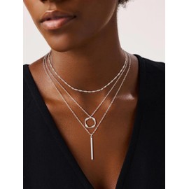 BERISO Layered Gold Necklace for Women Dainty Choker Necklace 14K Gold Plated Pendant Necklaces Set