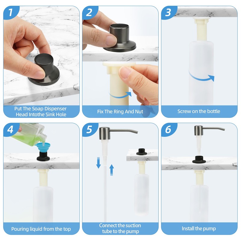 Soap Dispenser for Kitchen Sink: Built-in Pump Countertop Dish Soap