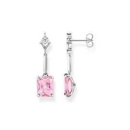 Thomas Sabo H2177-051-9 Women's Sterling Silver Earrings with Pink Cubic Zirconia Stones, Silver, No Gemstone