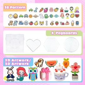 11000 Fuse Beads Kit - 20 Colors 5mm Bead Craft Set with Storage Box, Pegboard, Ironing Paper and Accessories, Arts and Crafts Kits for Kids Age 5+ Christmas Birthday DIY Craft Gift for Girls & Boys