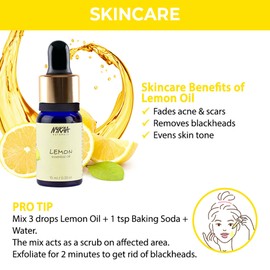 Nykaa Naturals Essential Oil, Lemon, 0.33 oz - Hair Oil for Dandruff - Face Oil to Fade Acne Marks - Removes Blackheads - Body Oil for Even Skin Tone