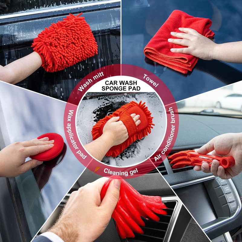 GPUSFAK 41Pcs Car Wash Cleaning Kit with High Power Handheld