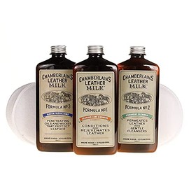 Leather Milk Leather Restoration Kit. Leather Cleaner, Conditioner, and Water Protector - No. 1-3 Leather Care Kit - All Natural, Non-Toxic. 2 Sizes. Made in The USA. Includes 3 Restoration Pads!