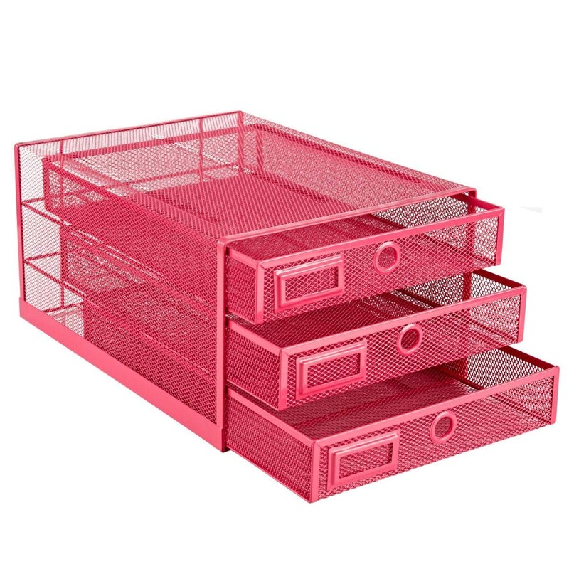 Annova Desk Organizer Wire Mesh 3 Tier Sliding Drawers Paper