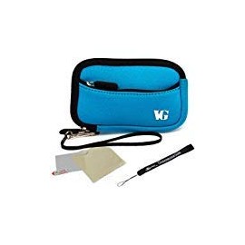 Baby Blue Trim Protective Soft Neoprene Cover Carrying Case Sleeve for Olympus T 10 T 110 TG 310 TG 610 TG 810 VG 110 VG 120 VG 320 VR 320 VR 330 Point and Shoot Digital Camera and Screen Protector