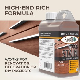 SamaN Interior Water Based Wood Stain - Natural Stain for Furniture, Moldings, Wood Paneling, Cabinets (Prune TEW-209-32, 32 oz)