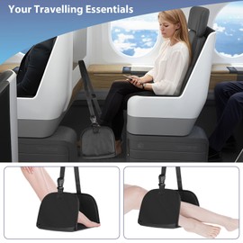 Flugzeug Fußstütze,Verstellbare Fußhängematte Flugzeug Beinstütze,Reise Fußstütze mit Augenmaske und Ohrstöpsel,Tragbare Fußablage Zubehör für Büro,Flugzeug,Wohnheim,Reisen