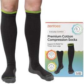 ZenToes Compression Socks for Women & Men, Gradual 15-20mmHg Compression Socks Men With Ball of Foot Cushion, Breathable Cotton Blend for All Day Comfort, Graphite, Large, Regular