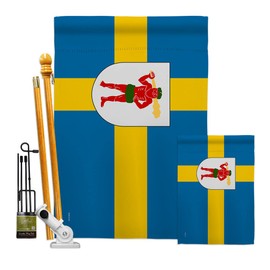 Provinces of Sweden Lappland Garden House Flags Kit Regional Territory Old History Northern Europe Country Particular Area Small Decorative Gift Yard Banner Double-Sided Made In USA 28 X 40