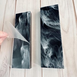Uotowell Pre-Cut Epoxy Resin Scales Blanks for Decorative Inlays in Guitar Bodies, Necks, Engraved Knife Handle and Gun Grips - Onyx Black