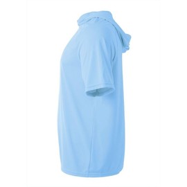 League Outfitters Men's Cooling Performance Short Sleeve Hooded Tee, Light Blue - Large
