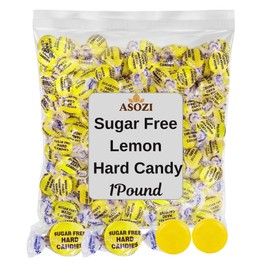 Sugar Free Lemon Hard Candy- 1lb Bulk Individually Wrapped Sugarless Citrus Candy Drops Keto And Diabetic Friendly, for Parties & Holidays (Lemon)