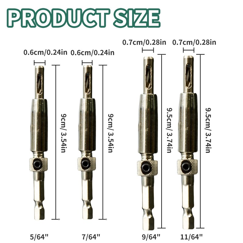 JIEHU 4 Pcs Self Centering Drill Bit Set, Hinge Drill