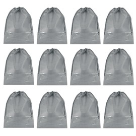 PATIKIL Drawstring Shoe Bag, 12 Pack 14 x 11 Inch Travel Shoe Bags Non-Woven Shoe Storage Bag Boots Shoes Organizer Pouch for Travel Home, Grey
