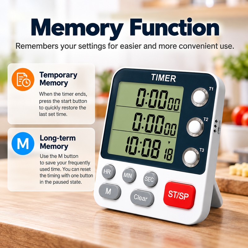 3-Channel Digital Timer for Time Management – Multi-Function Count Up