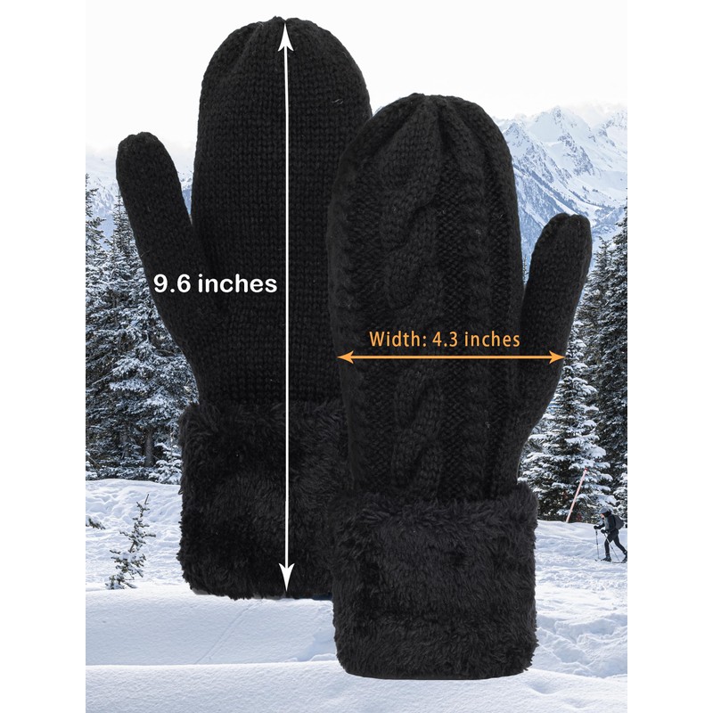 Eohak Winter Warm Mittens for Women - Knit Gloves Soft