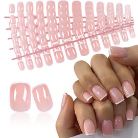 Coolnail Pink White French Tip Press On Nails, 120Pcs French Gel Nail Tips Short Square, Pre-shaped Salon Tips, Fake Nails for Nail Art DIY Extension Designs for Women and Girls