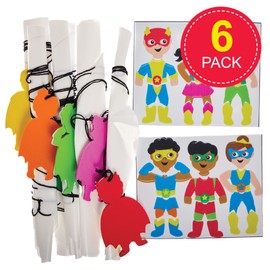 Baker Ross FX735 Star Hero Parachutist Kits - Pack of 6, Party Bag Fillers for Kids