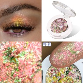 Chameleon Multichrome Eyeshadows - 1 Pot = 3 Shifting Colors, Vegan Neon-Rainbow Shift,Pure Mineral Pigments, Long-Lasting Silk Glide,Smooth and Highly Pigmented shade (03#)