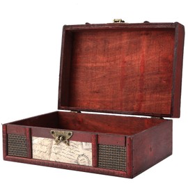 TOPINCN Vintage Wooden Small Book Jewelry Storage Box Organizer for Documents Chinese Design (Stamp with lock)