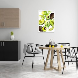 Stupell Industries Modern Avocado Halves White Framed Giclee Art Design by Enya Todd