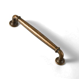 Goo-Ki 6 Pack Antique Brass Cabinet Pulls Zinc Alloy Drawer Pull Solid Kitchen Cabinet Hardware - 5.04" c-c Vintage Brass Cabinet Handles Retro Dresser Pulls