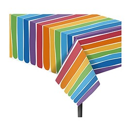 2 PCS Rainbow Disposable Tablecloths, Colorful Plastic Tablecloths, Rectangular Table Covers, Wedding Birthday Party Decoration Supplies 86 x 51 inches