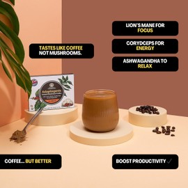 Merryhill Mushrooms Adaptogenic Mushroom Coffee | Lion's Mane, Cordyceps & Ashwagandha | 10 Sachets