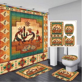 Bcsewcg Southwestern Native American Bathroom Shower Curtain Sets, Western Waterproof Polyester Fabric Bathroom Accessories Bathtub Decorative