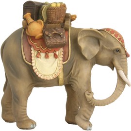 FADEDA Elephant with Luggage/Height: 16 cm/Hand-Painted/Detailed Nativity Scene Figures - Christmas Table Decoration Nativity Accessories