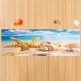 Absorbent Non-Slip Floor MATS in The Bathroom and Kitchen, Bright and Durable Flannel 3D-Printed Carpet in The Living Room, and 47x18 inches of Conch Beach-Themed Decorative Carpet