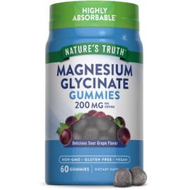 Natures Truth Glicinato de Magnesio 200 mg 60 Gomitas Sabor Uva Veganas Sin OMG Sin Gluten                                                            