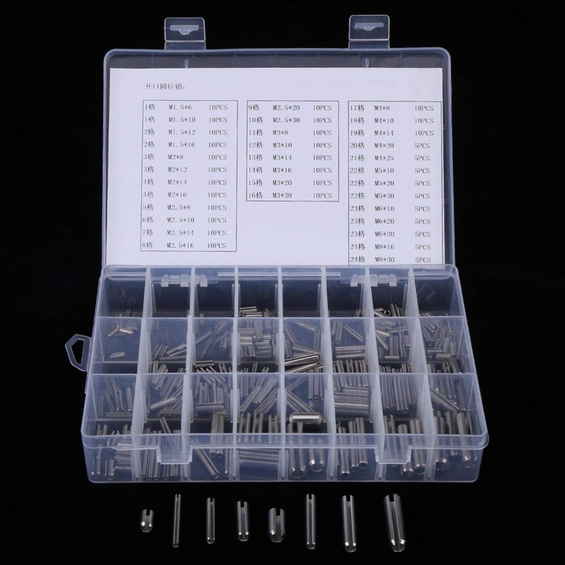 EVTSCAN 280Pcs Stainless Steel Slotted Spring Pin Kit, with M1.5