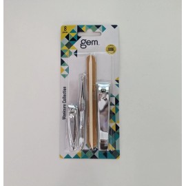 Gem Manicure Collection Kit - Nail Clippers Emery Boards Cuticle Sticks Tweezer