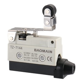 Baomain Limit Switch One-Way Action Short Hinge Roller Lever Momentary Type SPDT 1NC+1NO AC DC 380V 10A Micro Switch TZ-7144 Pack of 1