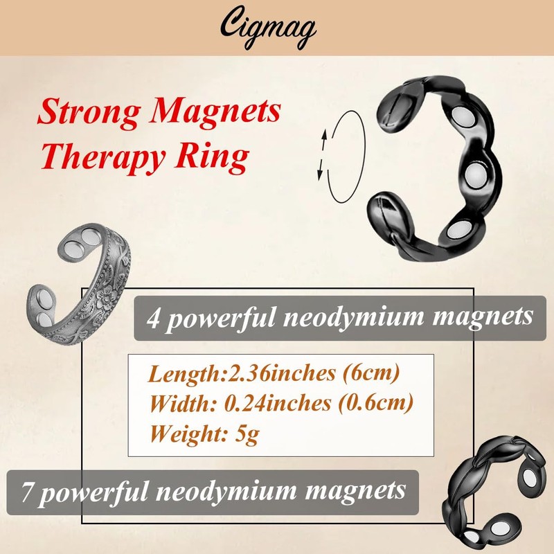 Cigmag 7X Copper Rings for Women 99% Solid Pure Copper