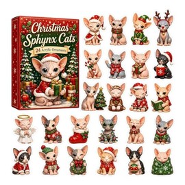 Christmas Advent Calendars 2026, 2D Cute Cat Acrylic Ornaments