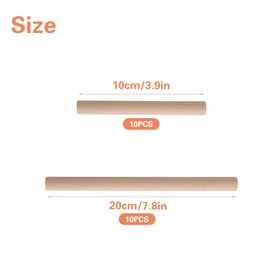 20 PCS Hollow Wooden Rods, Hollow Wood Sticks Round Wooden Dowel Rod 2 Sizes (7.9'' and 3.9''), Unfinished Beech Wood Rods Natural Wood Round Sticks for DIY Crafts Arts Projects